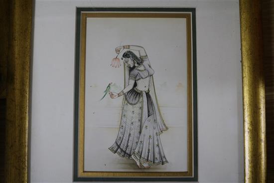 Four Indian paintings depicting dancers, 16 x 9cm